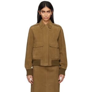 Ferragamo Brown Spread Collar Suede Jacket  - 002 TOBACCO - Size: IT 38 - female