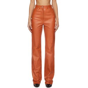 Ferragamo Orange Five-Pocket Leather Pants  - 006 TERRACOTTA - Size: IT 42 - female