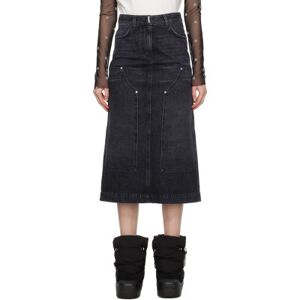 Givenchy Black Reinforced Panel Denim Midi Skirt  - 011-Faded Black - Size: FR 38 - female