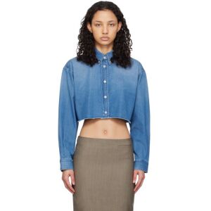 Givenchy Blue Cropped Denim Shirt  - 452-Light Blue - Size: FR 38 - female