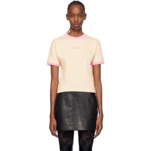 GCDS Beige Bling T-Shirt  - 55 Pink - Size: Extra Small - female