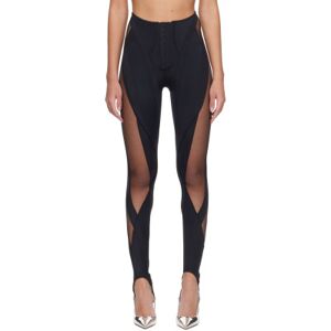 Mugler Black Spiral Leggings  - B1919 Black/Black - Size: FR 38 - female