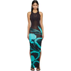 Louisa Ballou Black & Blue Sea Breeze Maxi Dress  - 5042 Turquoise Flowe - Size: Extra Small - female