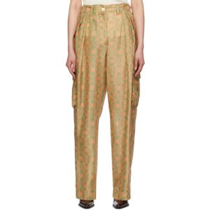 Dries Van Noten Orange Graphic Cargo Pants  - 350 PEACH - Size: FR 34 - female