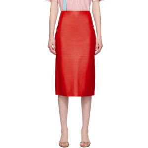 The Row Red Bartellette Leather Midi Skirt  - RED - Size: US 2 - female