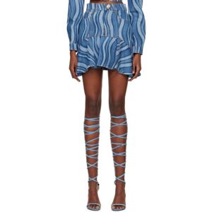 AREA Blue Sunray Denim Miniskirt  - Indigo Multi - Size: Small - female