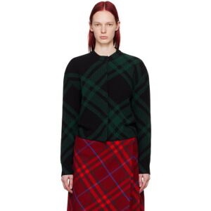 Burberry Green & Black Check Cardigan  - IVY IP CHECK - Size: Large - female