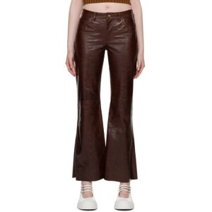 Marni Brown Flared Leather Pants  - 00M81 Wood - Size: IT 40 - female