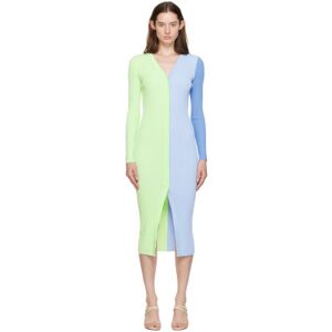 Staud Green & Blue Shoko Midi Dress  - MATCHA SHERBET MTST - Size: Extra Small - female