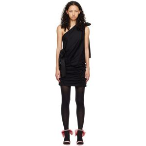 MSGM Black One Shoulder Bow Minidress  - 99 Black - Size: Extra Small - female