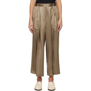 FRAME Tan Pleated Trousers  - Cypress - Size: US 6 - female