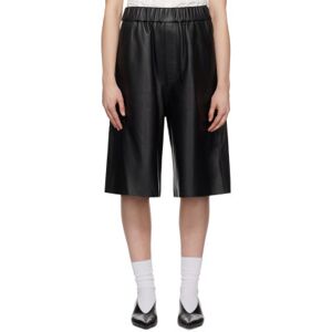 AMI Paris Black Bermuda Leather Shorts  - Black/001 - Size: Extra Small - female