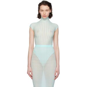 ALAÏA Blue Sheer Stripes Bodysuit  - 518 - MENTHE - Size: FR 36 - female