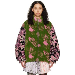 Chopova Lowena Khaki & Pink Cartoon Jacket  - Pink/Green - Size: Small - female