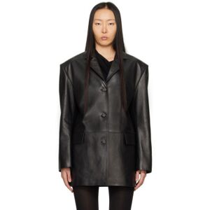 Magda Butrym Black Oversized Leather Blazer  - Black - Size: FR 40 - female