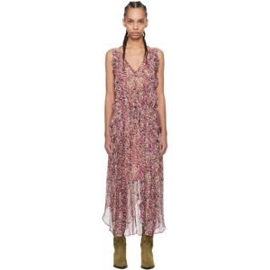 Isabel Marant Etoile Beige & Pink Fodelo Midi Dress  - 40RY RASPBERRY - Size: FR 36 - female