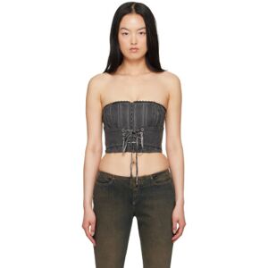 GUESS USA Black Textured Corset  - F9CK WASHED OUT BLAC - Size: Small - female