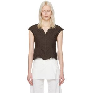 LOW CLASSIC Brown Cap Sleeve Blouse  - Brown - Size: Small - female