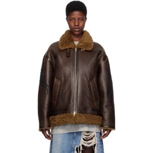 VETEMENTS Brown Graphic Shearling Jacket  - BROWN - Size: Small - female