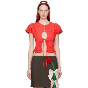 Sandy Liang Red Cameo Blouse  - 616 Red - Size: US 8 - female