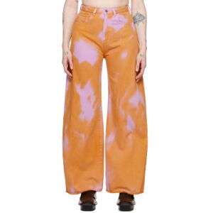 Marques Almeida Orange & Pink Tie-Dye Boyfriend Jeans  - Orange/Pink - Size: UK 6 - female