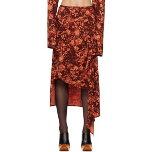 Jade Cropper Burgundy & Orange Asymmetric Midi Skirt  - 171 - Brown/Orange - Size: Small - female