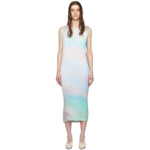 ISSEY MIYAKE Blue Suffused Pleats Midi Dress  - 76-Blue-Hued - Size: 2 - female