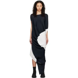 ISSEY MIYAKE Navy & White Aerate Midi Dress  - 78-Dk Navy X White - Size: 2 - female