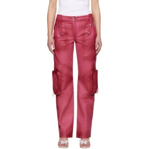 Blumarine Pink Spiral Leather Cargo Pants  - N0731 GERANIO - Size: IT 42 - female