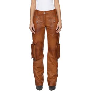 Blumarine Brown Bellows Pocket Leather Pants  - N0557 CAMOSCIO - Size: IT 40 - female