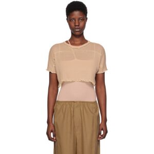 Baserange Beige Sun Crop T-Shirt  - Rosy Camel - Size: Extra Small - female