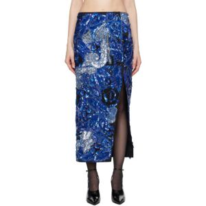 Conner Ives Blue Sequin Maxi Skirt  - MULTI - Size: Small - female