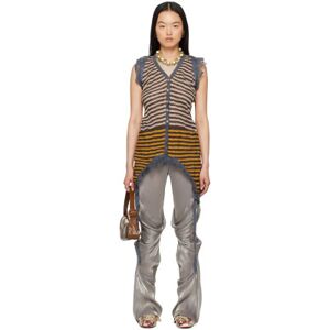 Kiko Kostadinov Beige & Orange Spakona Cardigan  - Mahogany Stripe - Size: FR 34 - female