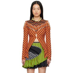 Kiko Kostadinov Orange Panoply Top  - Samhain Orange Strip - Size: FR 34 - female