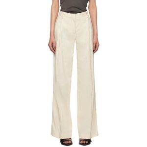 Helmut Lang Off-White Pleated Trousers  - Summer Sand - 1Yz - Size: US 12 - female