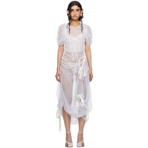 Wed SSENSE Exclusive Off-White Tie Midi Dress  - Metallic Tulle - Size: UK 10 - female