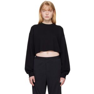 SKIMS Black Cotton Fleece Cropped Sweatshirt  - Onyx - Size: Extra Large - female