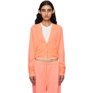 SKIMS Orange Modal French Terry Shrunken Zip Up Sweatshirt  - Neon Orange - Size: Extra Small - female