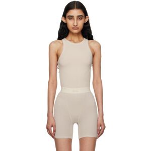 SKIMS Beige Cotton Jersey Crew Neck Tank Top  - Stone - Size: Extra Small - female