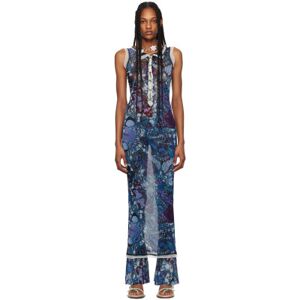 Jean Paul Gaultier Blue & Purple 'The Butterfly' Maxi Dress  - 5090 Blue/Multicolor - Size: Extra Small - female