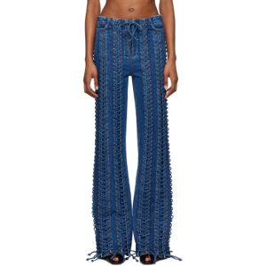 Jean Paul Gaultier Blue 'The Lace-Up' Jeans  - 57 Vintageblue - Size: WAIST US 25 - female