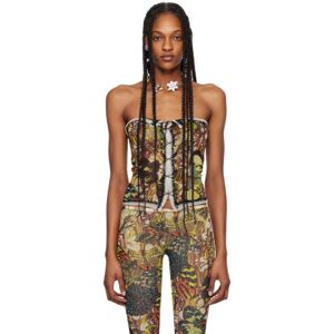 Jean Paul Gaultier Yellow & Beige Printed Tube Top  - 1090 Yellow/Multicol - Size: Extra Small - female