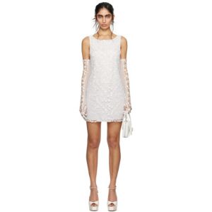 Anna Sui SSENSE Exclusive White Floral Minidress  - Cream - Size: US 12 - female