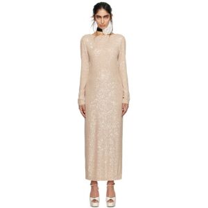 Anna Sui SSENSE Exclusive Beige Open Back Midi Dress  - Champagne - Size: Medium - female