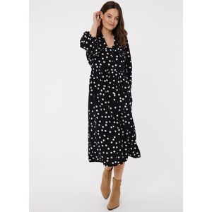 Joanie Clothing Bethan Polka Dot Print Oversized Collar Midi Dress - 18
