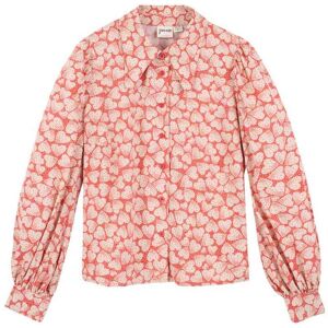 Joanie Clothing Fiona Coral Heart Print Blouse - 18