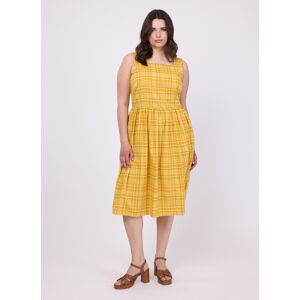 Joanie Clothing Margaret Yellow Check Print Sundress-16  - Sustainable Organic Cotton