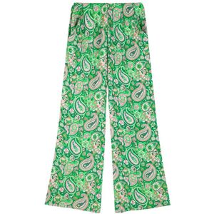 Joanie Clothing Romily Green Paisley Print Wide Leg Trousers - 8