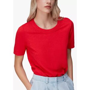 Whistles Rosa Double Trim Cotton T-Shirt - Red - Female - Size: S