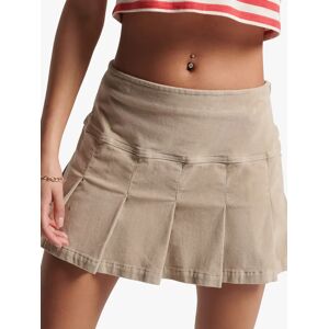 Superdry Vintage Pleated Cord Mini Skirt - Stone Wash - Female - Size: 10